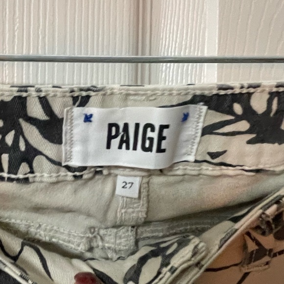 PAIGE Denim Taupe Gray Print 5 Pocket SKYLINE SKINNY Jeans Womens Size 27 - Picture 6 of 13